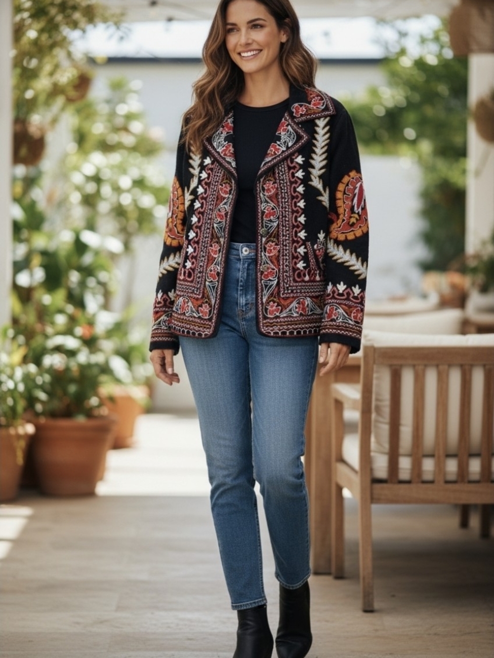 paparazzi by Biz Black Embroidered Blazer Small